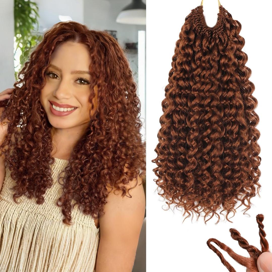 120 Strands Curly Crochet Hair Gogo Curl Pure Protein Fiber Close to Human Hair 14 Inch Pre looped Deep Wave Curly Crochet Hair For Black Women Beach Curl Twist Braiding Hair Extensions (14inch 350#)