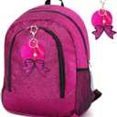 Cheer Backpack with Bow Keychain Cheerleading Glitter/Canvas Backpack Cheerleaders Gift Cheer Bags for Sport (Glitter,Hot Pink,Large)