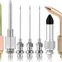 lasuroa 7pcs Grease Gun Accessory Kit, Carbon Steel Galvanized 3 Grease Gun Nozzle 1 Needle Dispenser & Rubber Joint Fitting 1 Bent & Straight Nipple Nozzles for Small Narrow Space Deep Hole