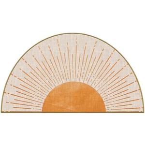 Mingnei Boho Sun Linen Doormat Door Mat for Home Kitchen Entrance, Orange Bohemian Sun Door Mat, Bohemian Sunburst Sunshine Mats for House Front Outdoor Outside Entryway Rug 17x30 Welcome Mat
