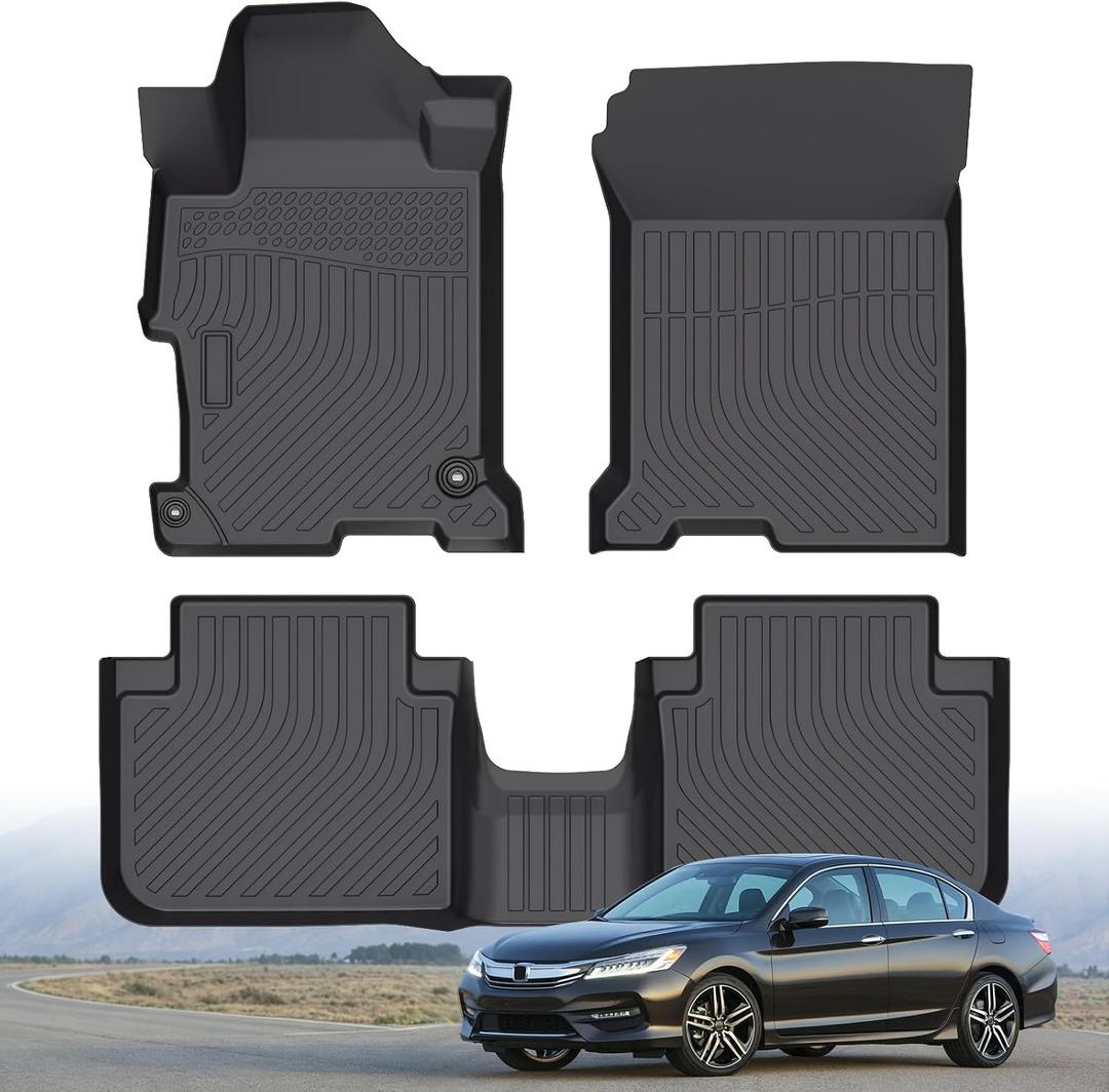 Floor Mats for Honda Accord 2013-2017 (Sedan ONLY) Custom Fit TPE Liners | All Weather Floor Liners for Accord Anti-Slip & Durable Full Mats Set Liners for Honda Accessories Front & 2nd Row