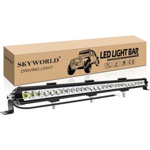 SKYWORLD Single Row Car led Light bar, 29 inch 90W 9000LM Spot Flood Combo Beam Work Driving Offroad Bar Lamp for 4x4 Off Road Truck SUV UTE ATV 4x4 Boat Tractor, IP67 Waterproof 6000K White