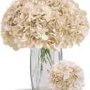 80pcs Beige Hydrangea Artificial Flowers Silk Hydrangea Heads with Stems Hydrangea Flowers for DIY Wedding Centerpiece Baby Shower Home Party Decor