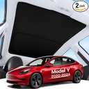 SUMK Upgrade Sunshade Roof for Tesla Model Y 2020-2024, [Graphene Infused Fabric & UPF 50+ & No-Sag] OEM-Fit Precision Heat Insulation Glass Roof Sun Shade for Tesla Model Y Accessories, Black, 2PCS