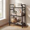 DUMOS 3 Tiers Bookshelf, Classical Book Shelf, Tall Display Shelves in Living Room/Home/Office, Storage Organizer for CDs/Books/Movies, Black
