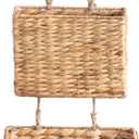 YAHUAN Woven Water Hyacinth Hanging Basket 2-Tiered Storage Baskets Hanging Organizer Hanging Wall Basket for Home,Pantry,Garden, Office Organization (Water Hyacinth) (Trapezoid)