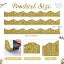 24 Pcs Golden Glitter Magnetic Bulletin Board Borders for Classroom Whiteboard Chalkboard Shine Strips Trim Scalloped School Bulletin Board Decorations