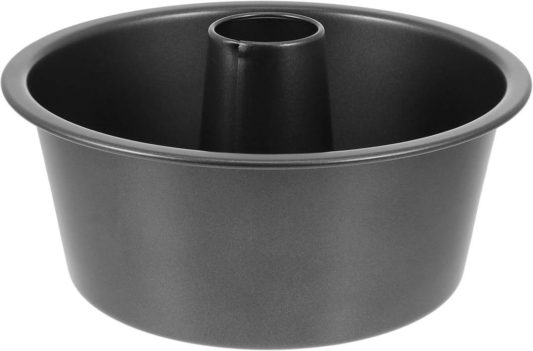 Kichvoe Angel Food Cake Pan Round Carbon Steel Hollow Cake Pan, Black, Thickened Non-Stick, 10-Inch