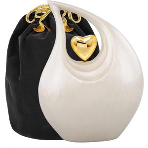 Heart of Love Cremation Urn for Human Ashes Adult, Large Funeral Urn for Ashes, Decorative Memorial Burial Urn for Loved One (White Gold, Adult) (Adult Non-Customize)