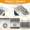 Geetery 20 x 16 Inch Drop in Bar Sink, 9" Deep Single Bowl 304 Stainless Steel Top Mount Small Kitchen Sink Set with Grid Drain Strainer P-trap Drain Kit for Kitchen Island Prep Bar Rv Laundry Room, 20 x 16 Inch, 9" Basin Depth