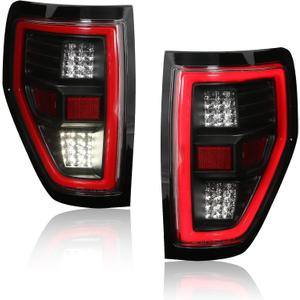 PZ 2009-2014 F 150 LED Tail Lights Assembly with Signal/Runnning Light Clear Glass/transparentLamp Shade Matte Black Cover Left and Right Sides