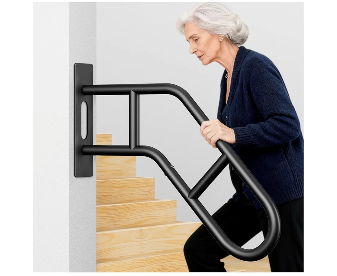 Upgraded Hand Rails for Outdoor Steps, Stair Railing Indoor & Outdoor, Hand Rail Wall Mount Stair Hand, U-Shaped Stair Handrails for 1-3 Steps, Handrail for Kids, Elderly, Pregnant Women and Disabled