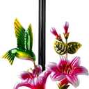 Flower & Hummingbird Decor Paper Towel Roll Holder Countertop - Farmhouse Kitchen Decor and Accessories, Hummingbird Housewarming Gifts for Women Mom Grandma, 3D Handmade Pattern, Weighted Base