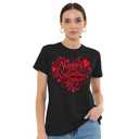 qdl Valentine's Shirts for Women - Cute Heart Short Sleeve Tee Valentine's Day Blouse Top (Black, L)