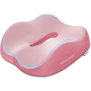 Ergonomic Memory Foam Seat Cushion - Suitable for Office Chairs, car Seats, and wheelchairs. Relieves Tailbone and Hip Pain. Durable and Comfortable.-Double Pink