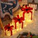 Vanleonet Set of 3 Christmas Lighted Gift Boxes, Christmas Decorations Indoor Outdoor 50 LED Transparent Lighted Boxes for Christmas Tree Decorations