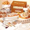 Sourdough Starter Kit, Sourdough Tools with Banneton Bread Proofing Basket, Sourdough Starter Jar, Sourdough Bread Baking Supplies, Complete Sourdough Kit Gifts for Bakers Women Mom (Brown)