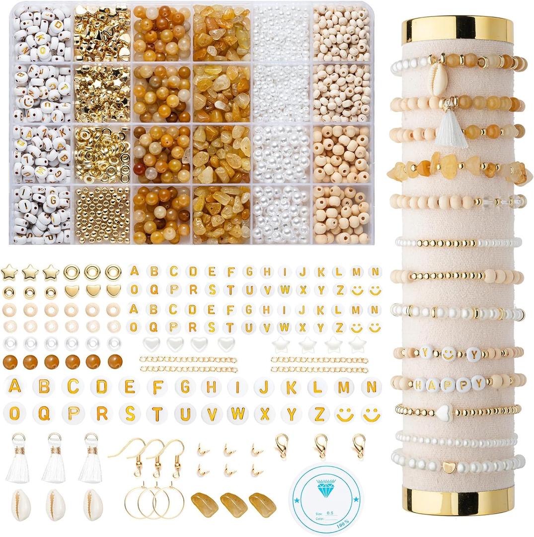 Xylise Jewelry Making Supplies Kit Natural Stone Beads for Irregular Natural Stone with for DIY Craft Bracelet Necklace Earrings for Adults (Topaz)