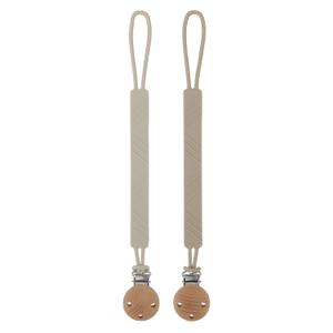 Silicone Pacifier Clip Holder for Baby Boy and Girl, Fits for Most Pacifier Teethers & Small Toys in Place, BPA Free (Sand+Light Grey)