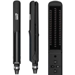 3 IN 1 Heated Styling Tool: Straightening Brush, Crimper & Flat Iron for Smooth, Anti-Frizz Hair | Electric Hot Brush for Styling (Black)