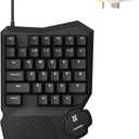 LEMOKEY X0 One Handed Gaming Keyboard, 35 Keys North-Facing Red Backlit Wired QMK Keypad, Silicone Palm Rest, Shine-Through Double-Shot Keycaps with Linear Red Mechanical Switch for Windows/Linux