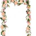 DearHouse 2Pcs Artificial Peony Flower Garland - Silk Peony Garland with Pink and White Flowers for Wedding Party Table Decoration,6ft/Strand (Champagne)