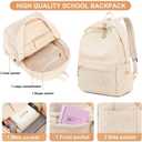 BTOOP School Backpack for Teens Large Corduroy Bookbag Lightweight 15.6 inch Laptop Bag for Girls Women Casual High School College