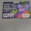 ARTISTRO 24 Dual Tip Acrylic Paint Markers - Art Painting Kit Easy for All Ages & Levels Acrylic Paint Pens for Fabric, Rocks, Paper, Wood, Canvas, Glass, DIY (Dual Tip Brush + Fine)