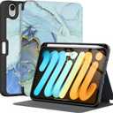 Supveco Case for iPad mini 7 (A17 Pro) 2024/iPad Mini 6 2021 8.3 Inch with Pencil Holder-[Auto Wake/Sleep],Slim Protective Case with Soft TPU Back Cover for iPad mini 7th/6th Generation-Blue