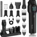 5-in-1 Electric Beard Trimmer Magnetic Replacement Heads, Professional Cordless Hair Clippers for Men Rechargeable, IPX7 Waterproof Grooming Kit for Face, Mustache, Body, Nose, Gifts for Men (Black)