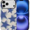 For iPhone 17 Pro Case, Retro Blue Stars Hybrid 2 Layer Hard Shell Silicone Protective Pattern Design Case
