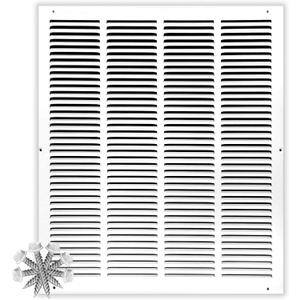 16x22 Return Air Vent Cover Grille for Wall or Ceiling Duct Opening - Flat Stamped Face Air Grill by HVAC Premium - White - Overall Size: 17.75" x 23.75"
