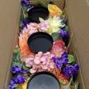 Candle Holder Centerpiece for Table Artificial Peonies Flowers,Rose Flowers and Morning Glory for Wedding Party Table Centerpieces Mixed Flowers Floral Arrangement Home Kitchen Decor