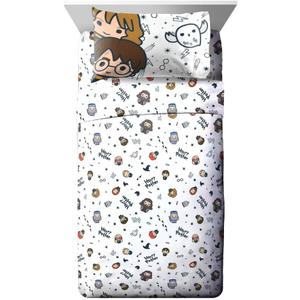 Jay Franco Kids Sheet Set with Fitted, Flat Sheets & Pillow Cover  UltraSoft Bedding with Pillowcase for Room Decor, Multi  Harry Potter, 3 Piece Twin, 66x96 in