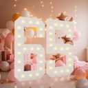 4FT Light Up Numbers, Marquee Numbers 4 Feet Tall Giant Number 65 Mosaic Big Number Sign for 65th Birthday Party Backdrop Anniversary Decorations, Pre-Cut Large Frame