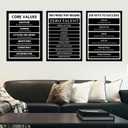3 Panel Motivational Wall Decor Posters Inspirational Wall Art Six Keys To Success Printed on Canvas Inspiring Themes Painting Artwork for Modern Office Workplace Stretched and Framed [60''W x 28''H], 60x28inch
