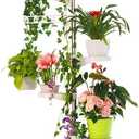 BAOYOUNI 7-Layer Indoor Plant Stands Spring Tension Pole Metal Flower Display Rack Space Saver Corner Floral Pot Hanger Shelf, Ivory (1 x 7 Tier)