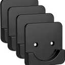 4 Pack Black Shower Curtain Rod Holder for Wall Mount | Adhesive Shower Rod Tension Retainer for Tile | No Drilling | Stick On | (Shower Curtain Rod Not Included)