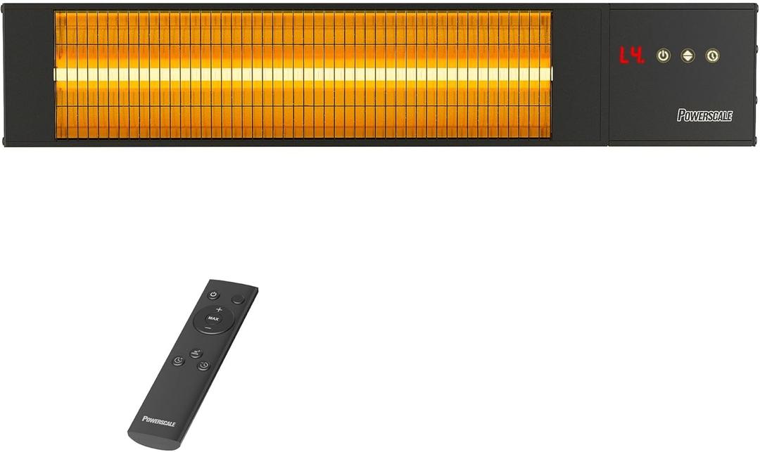 Powerscale 1500W Outdoor Heaters for Patio with 36H Timer, 0.5 Sec Instant Heating, Memory Function, Outdoor Heater, Black Perfect Outdoor Heaters for Patio & Backyards, Size: 30×6×4 inch