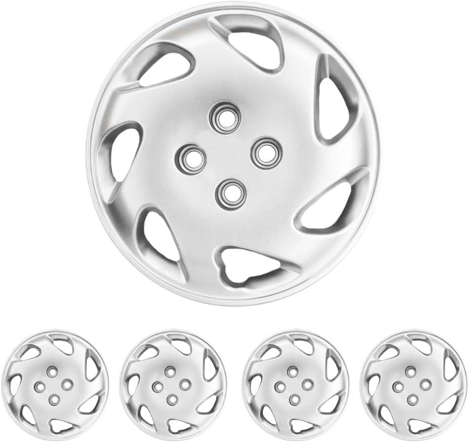 Hubcaps 14 Inch for Honda Civic  Set of 4 Silver Wheel Covers  Bolt-On Hub Caps for Honda Civic  Durable Replacement Hubcaps for 14" Easy Installation