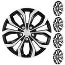 XLAVTIY 16 Inch Universal Hubcaps, Silver & Black Snap-On Wheel Covers, Compatible with Most Standard Steel Wheels, Cars Sedans & SUV, Set of 4 (Silver and Black)