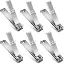 Mudder 6 Pcs Silver Large Nail Clippers Stainless Steel Ultra Sharp Sturdy Fingernail and Toenail Clipper Cutters Straight Edge Toenails Nail Trimmer Cutters for Men Women Thick Nails Anti-slip Handle