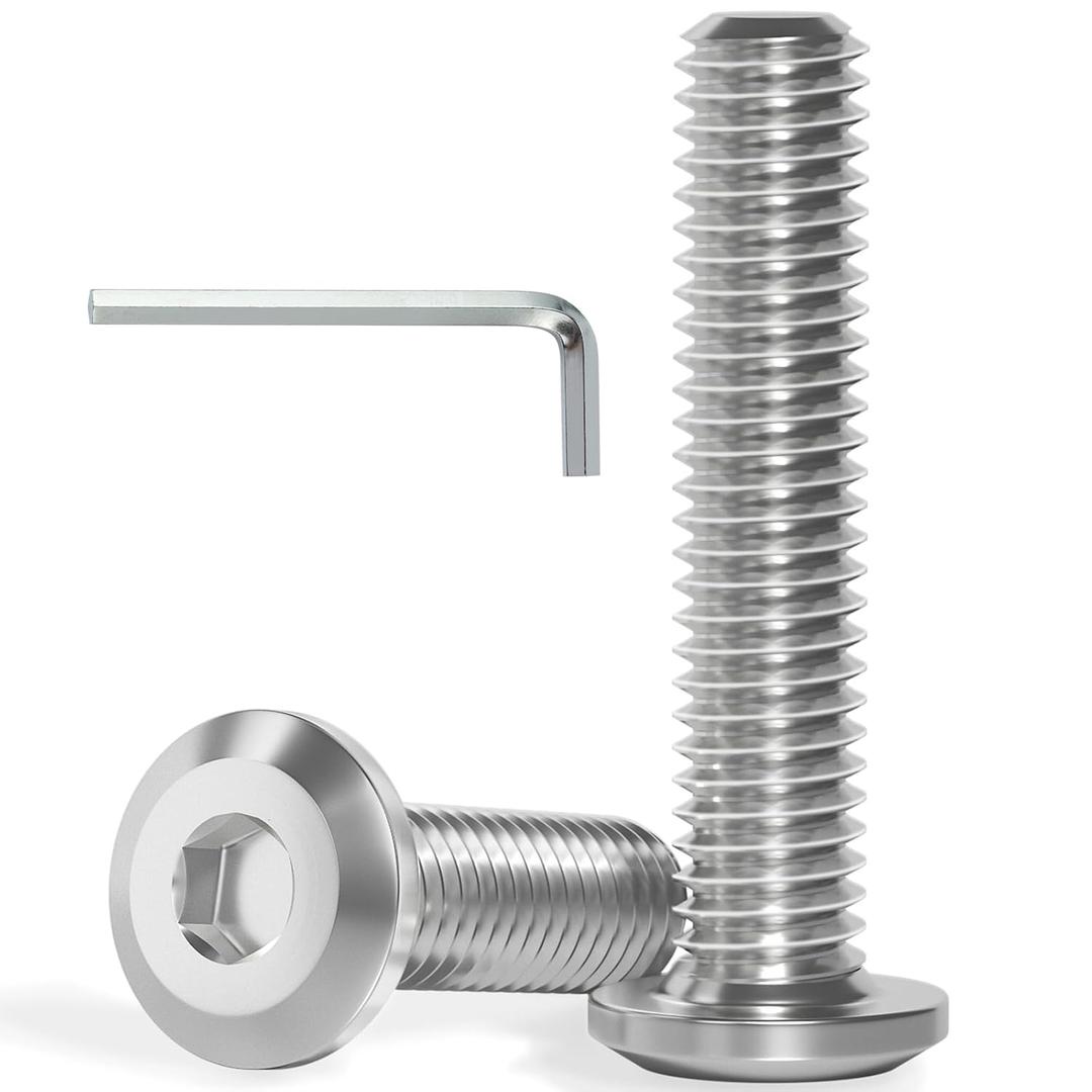 VGBUY M8-1.25 x 35 mm 25Pcs Flat Head Hex Socket Cap Screws Bolts,304 Stainless Steel 18-8,Full Thread,Hex Spanner Included (VG30126)