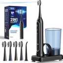 Electric Toothbrush with Water Flosser Combo for Teeth Brushing & Flossing, Sonic Electric Toothbrush for Adults, Cordless Water Flosser for Home & Travel, Portable Travel Case Included