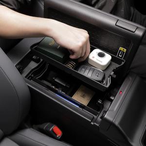 for 2026 Toyota RAV4 3PCS Double Layer Center Console Organizer Tray ABS Armrest Storage Box Easy to Pick Up&Install, 6th Gen Hybrid&Plug-in Hybrid Interior Accessories