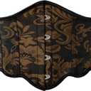 Scarlet Darkness Corset Belt for Women Vintage Renaissance Floral Underbust Corset (12, Black Yellow Floral)