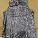 SOLY HUX Women's Metallic Tank Top Round Neck Sleeveless Casual Summer Tops Pure Black Large