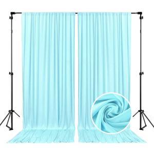 10 x 7 Feet Light Blue Backdrop Curtain for Partie, Background Curtains for Photoshoot, Birthday, Wedding, Halloween, Thanksgiving, Christmas, New Year Party Decorations 5Ft x 7Ft, 2 Panels