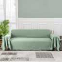 MEETSKY Green Couch Cover Sofa Slipcover for Sectional Sofa Covers Protector Universal Use Cotton Blend Thick Fabric Washable, Woven Texture Modern Design for Living Room, 91" x 150", Sage