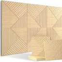 Acoustical Wall Panels,6 Pack 23.623.6 Inch UV Wood Texture Wall Art for Living Room, Self-Adhesive Groove Decorative Panels for Home Decor Theater Office(Total 70.847.2 Inches)